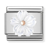 Nomination Composable Classic Link 430510/02 Flower in White Mother of Pearl in 9K Rose